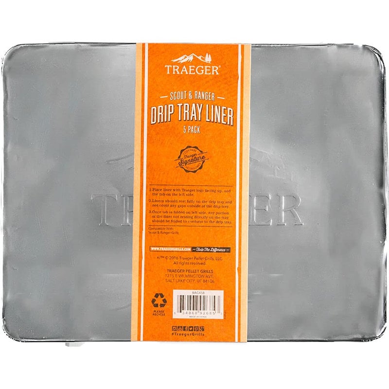 Traeger Grills BAC458 Ranger/Scout Drip Tray Liner Grill Accessory, 5 Count (Pack of 1) - Image 1
